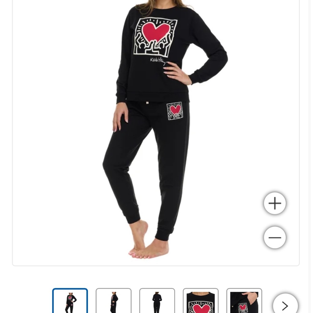 Black Heart Print Women's Keith Haring Set